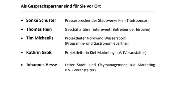 Die Macher des Stadtwerke Eisfestivals im Überblick