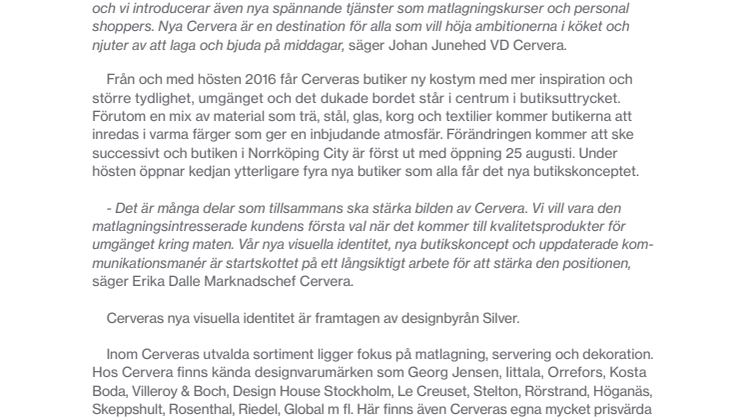 Cervera moderniserar varumärket 