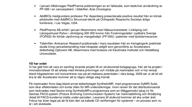 Delårsrapport jan-mars 2009