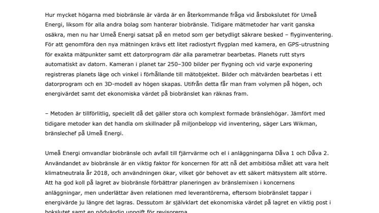 Umeå Energi inventerar biobränsle med flygplan