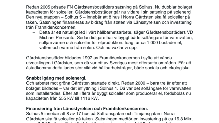 Dubbelt så många solceller i Gårdsten.