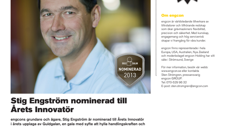 Stig Engström nominerad till Årets Innovatör