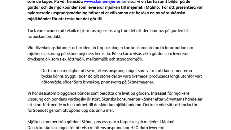 Skånemejerier först med ursprungsmärkning