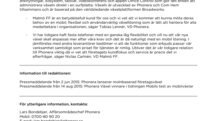Malmö FF tecknar växelavtal med Phonera