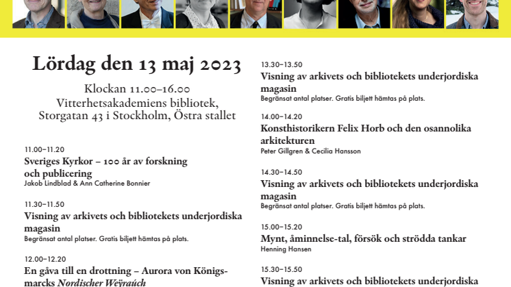 Program Vitterhetsakademiens bibliotek 13 maj 2023