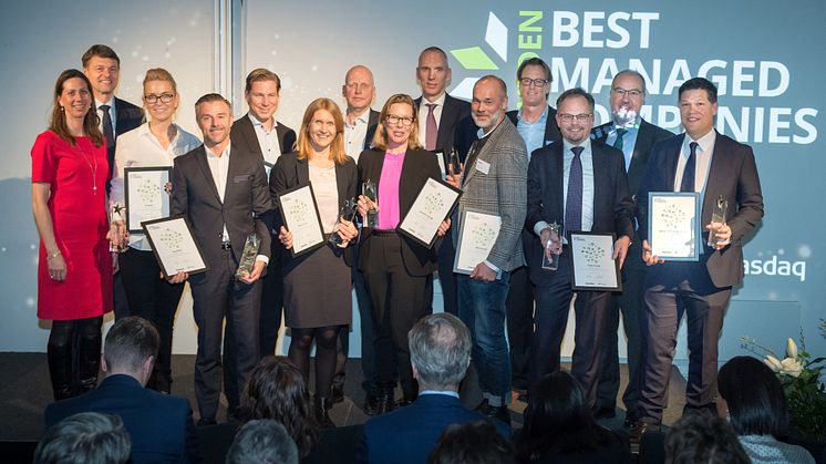 Sweden's Best Managed Companies 2019. År 2020 delades utmärkelsen ut i samband med ett virtuellt evenemang.