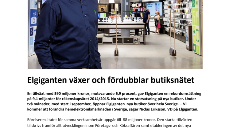 Elgiganten växer och fördubblar butiksnätet