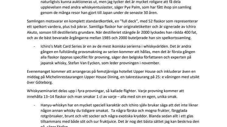 Världens dyraste whiskyprovning på Upper House