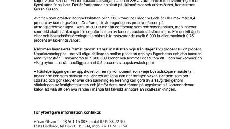 Förändrade uppskovsregler kräver nya boendekalkyler