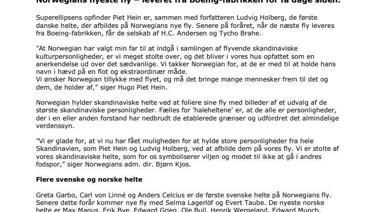 Piet Hein og Ludvig Holberg på Norwegians nye fly