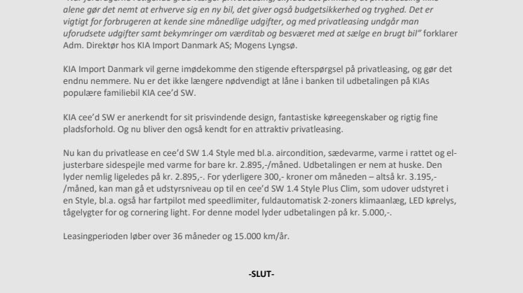 Attraktiv privatleasing på familiebilen