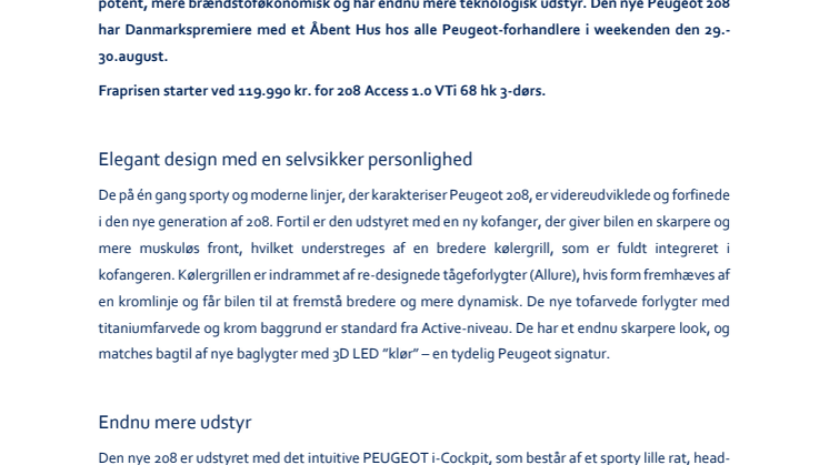 Ny Peugeot 208 fra 119.990 kr.