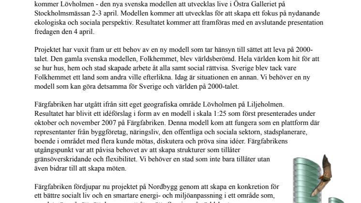 Lövholmen  Den Nya Svenska Modellen - en ny modell för stadsbyggnad och socialt liv