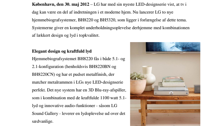 Moderne design møder lyd i topklasse, når LG lancerer nyt hjemmebiografsystem