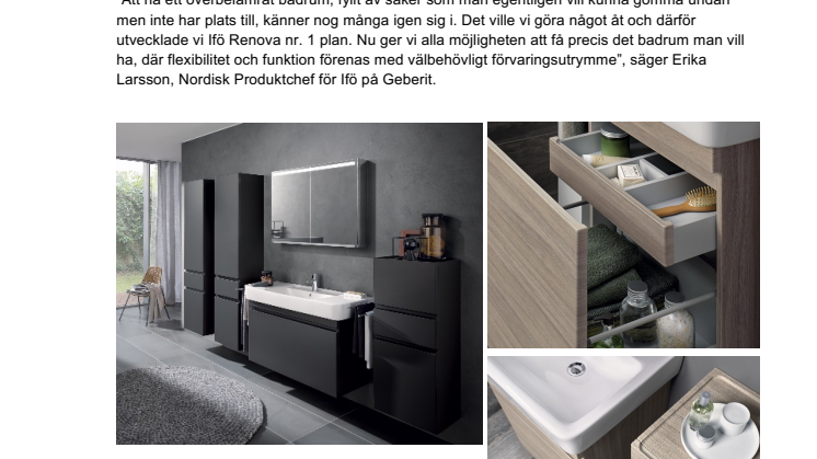 Funktion och design i fokus för nya möbelsserien Ifö Renova nr. 1 plan