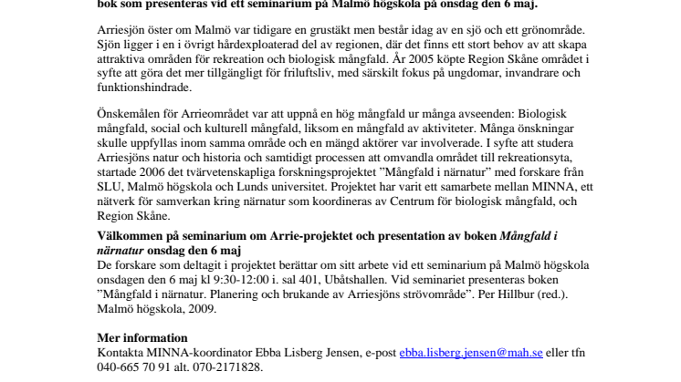 Mångfald i närnatur kring Arriesjön