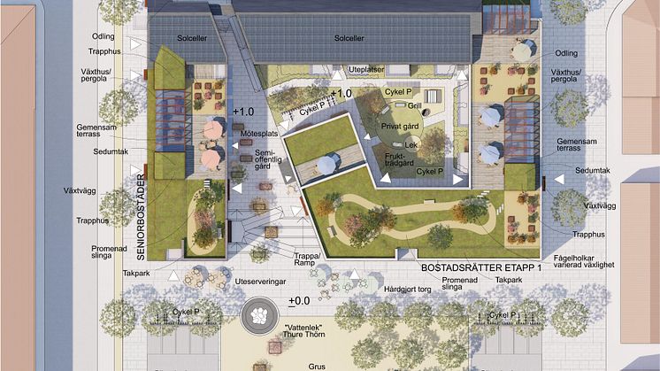Föreningstorget. Vinnande förslaget av markanvisningstävlingen 2019: Bild 3Situationsplan Föreningstorget