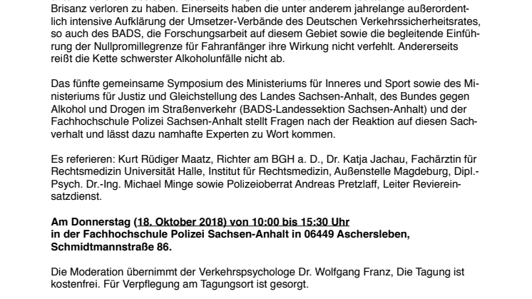 „Alkohol – kein Thema mehr im Straßenverkehr?“