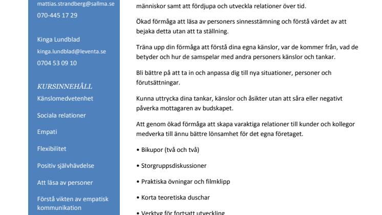 Sällma och Leventa lanserar kurser i Emotionell Intelligens för ingenjörer och tekniker