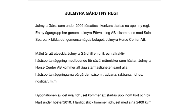 Temaboende för hästar tar fart igen
