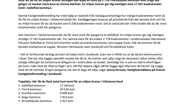 Unik kartläggning visar: Så mycket mark får du för en miljon  i Västernorrland 