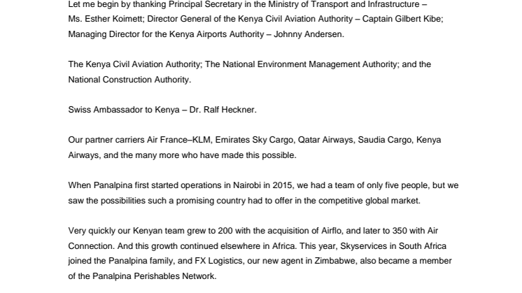 Panalpina expands facilities at Nairobi’s Jomo Kenyatta International Airport