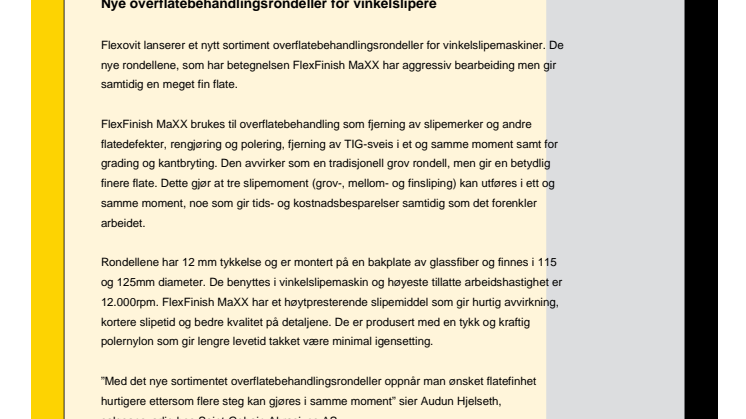Nye overflatebehandlingsrondeller for vinkelslipere
