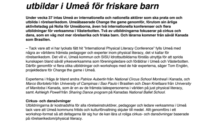 Kanadensiska cirkus- och balettskolor utbildar i Umeå för friskare barn