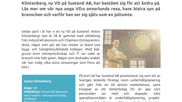 Ny ung VD på Sustend: “dags att skaka liv i fastighetsbranschen!”