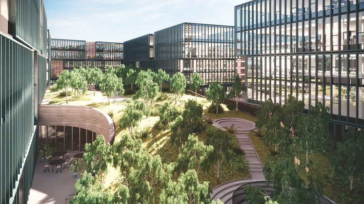 Entwurf Landschaftsbrücke WRIEZENER KARREE (Quelle: TLG IMMOBILIEN AG/Aroundtown SA, Urheber: GRAFT Architekten (© GRAFT GmbH)).