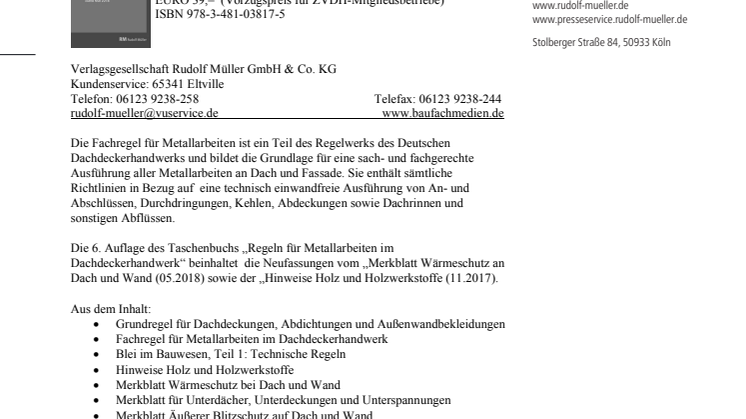 Regeln für Metallarbeiten im Dachdeckerhandwerk
