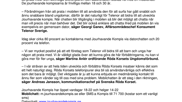 Röda Korset och Telenor lanserar mobilchatt för ungdomar