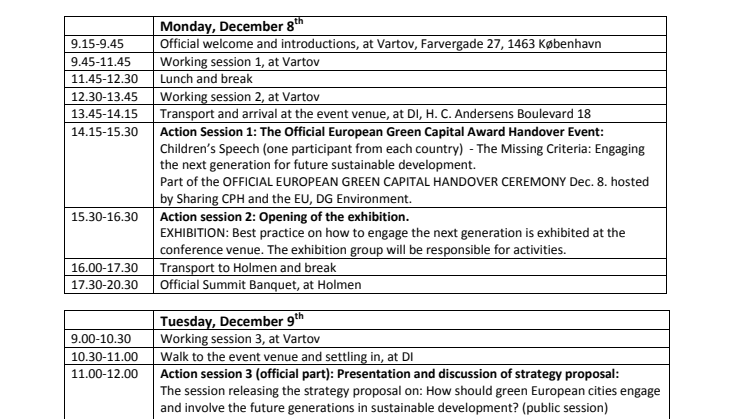 Program: Children's climate summit
