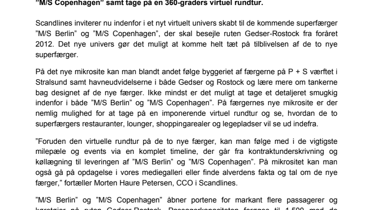 Tag på virtuel rundtur i ”M/S Berlin” og ”M/S Copenhagen“ via nyt mikrosite