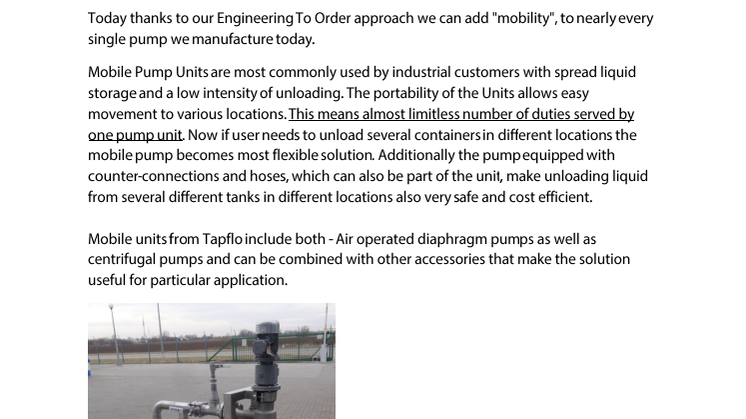 MOBILE SOLUTIONS FOR PUMP UNITS AND SYSTEMS  - Flexibility and support at every stage of the process.