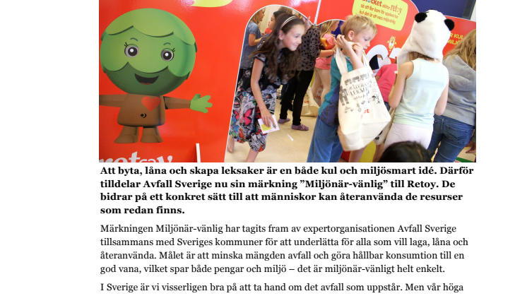 Avfall Sverige Miljönär-märker Retoy