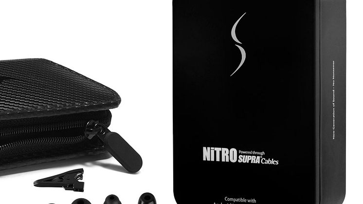 SUPRA NiTRO in-ear black packshot with accessories