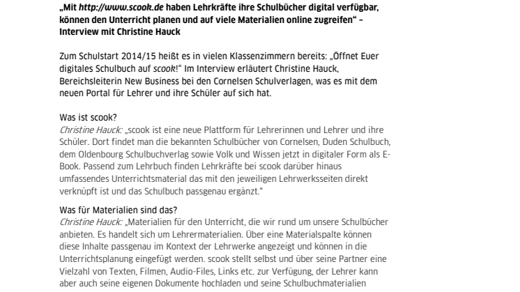 „Mit www.scook.de haben Lehrkräfte ihre Schulbücher digital verfügbar, können den Unterricht planen und auf viele Materialien online zugreifen“ – Interview mit Christine Hauck