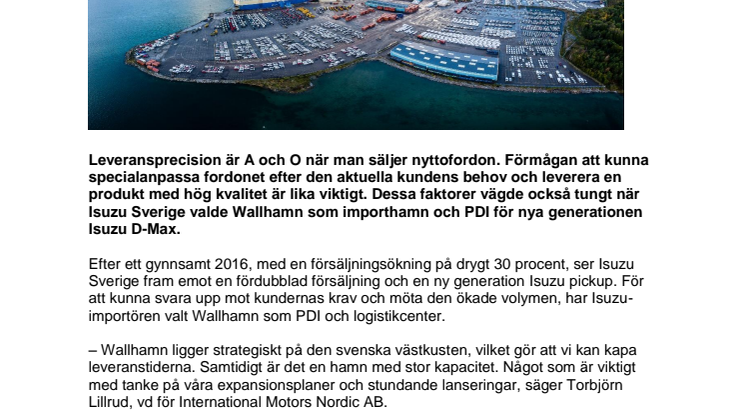 Isuzu Sverige väljer Wallhamn 
