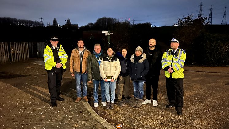 Officers with Nathan's relatives on 4 February