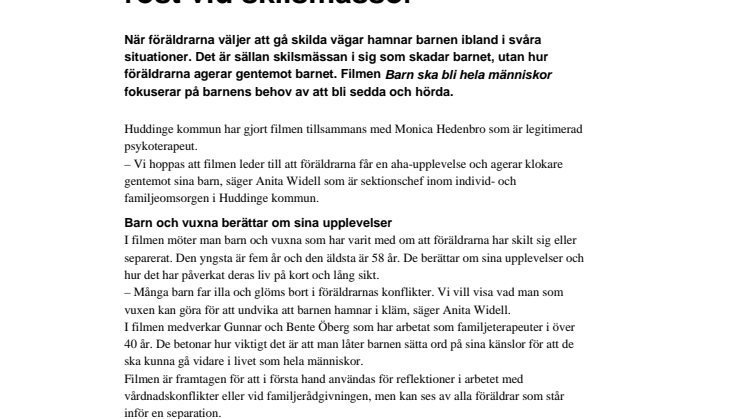 En ny film om barnens röst vid skilsmässor
