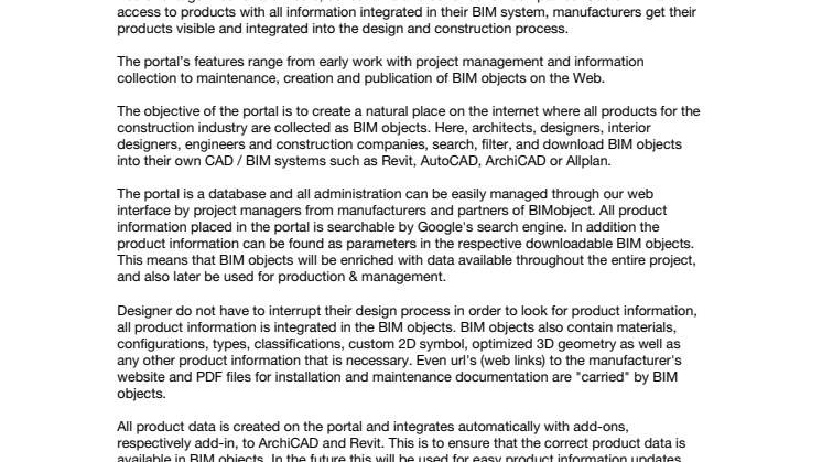 BIMobject launch global BIM object portal