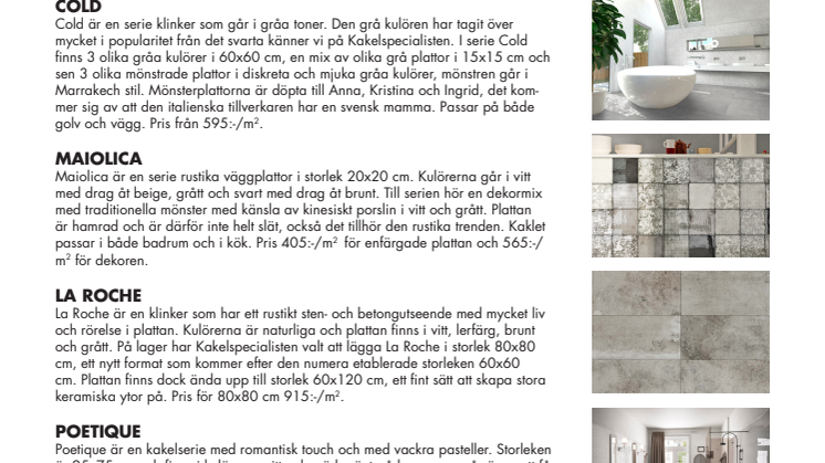 Kakelnyheter på Kakelspecialisten