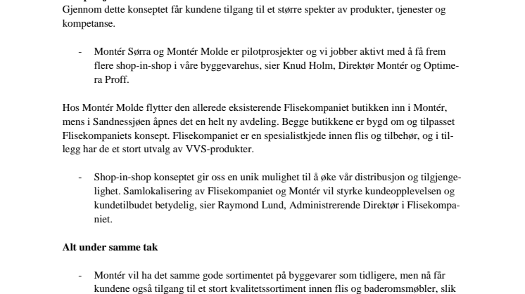 Flisekompaniet åpnet shop-in-shop hos Montér
