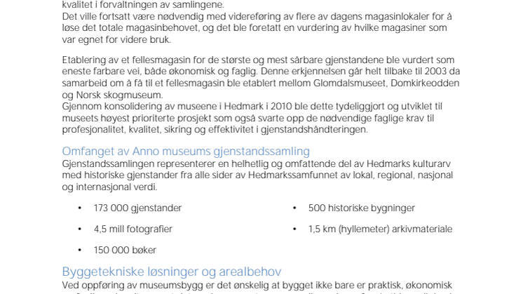 Notat Anno Dokumentasjonssenter før Statsbudsjettet