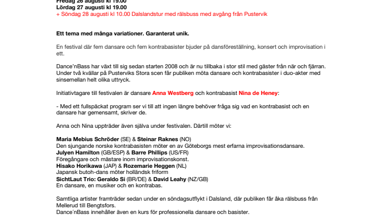 Dance’nBass - Festival för dans och kontrabas