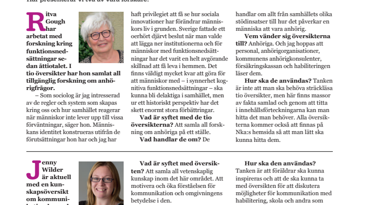 Årets första nyhetsbrev inom området Flerfunktionsnedsättning