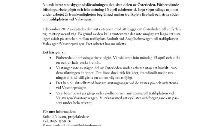 Nu asfalteras sista delen av Österleden