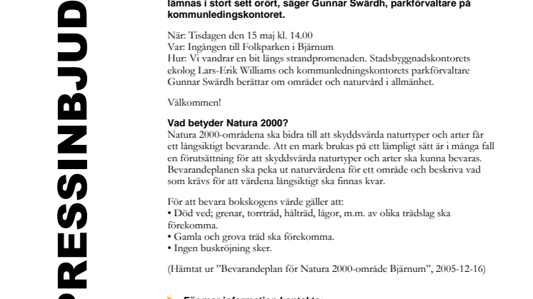 Pressinbjudan: Bjärnumskog med speciella naturvärden