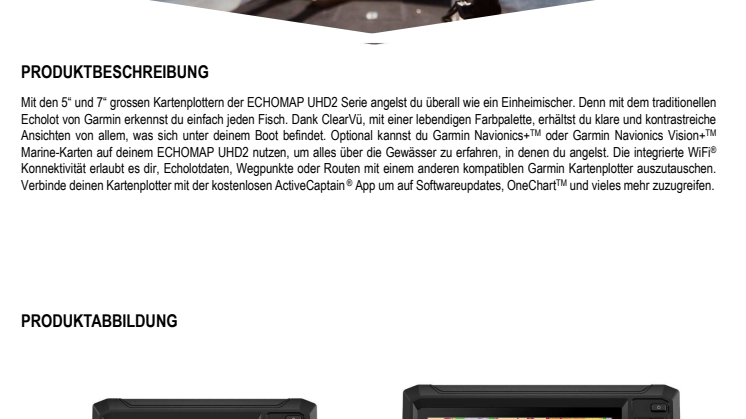 Datenblatt Garmin CH ECHOMAP UHD 2 Keyed
